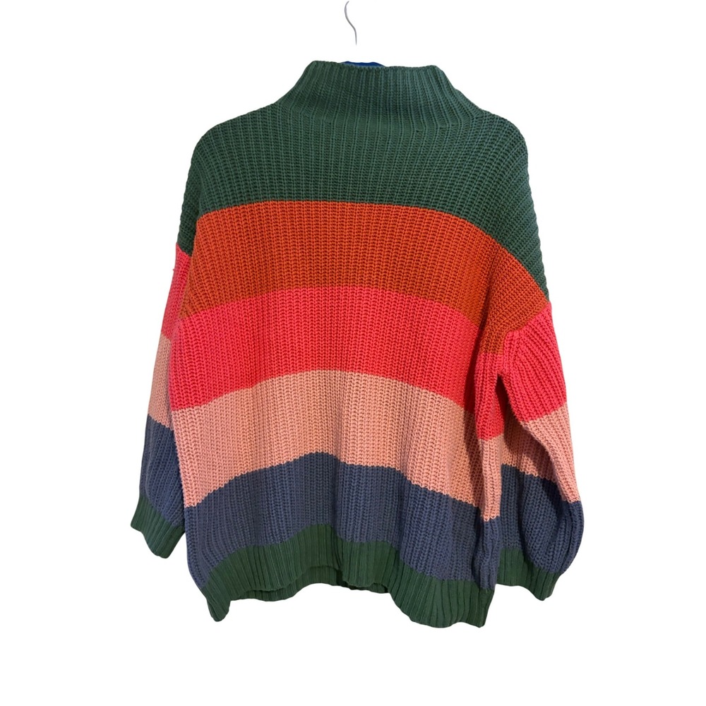 American Eagle Oversized Striped Chunky Knit Mock Neck Sweater Multicolor XS/S‎